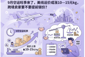 9月空运旺季来了，美线运价或涨10—15元kg，跨境卖家要不要提前锁价？