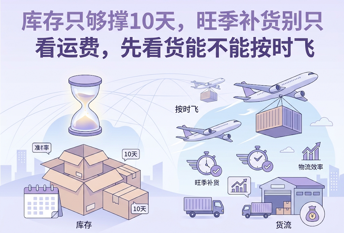 库存只够撑10天，旺季补货别只看运费，先看货能不能按时飞