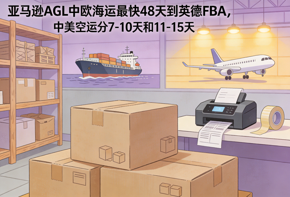 亚马逊AGL中欧海运最快48天到英德FBA，中美空运分7-10天和11-15天