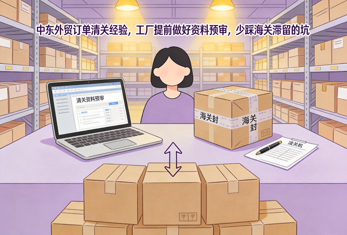 中东外贸订单清关经验，工厂提前做好资料预审，少踩海关滞留的坑