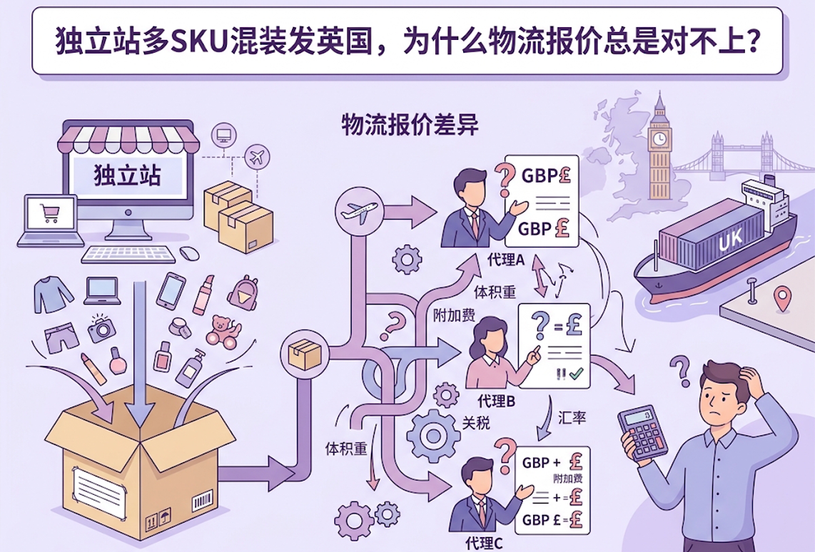 独立站多SKU混装发英国，为什么物流报价总是对不上？