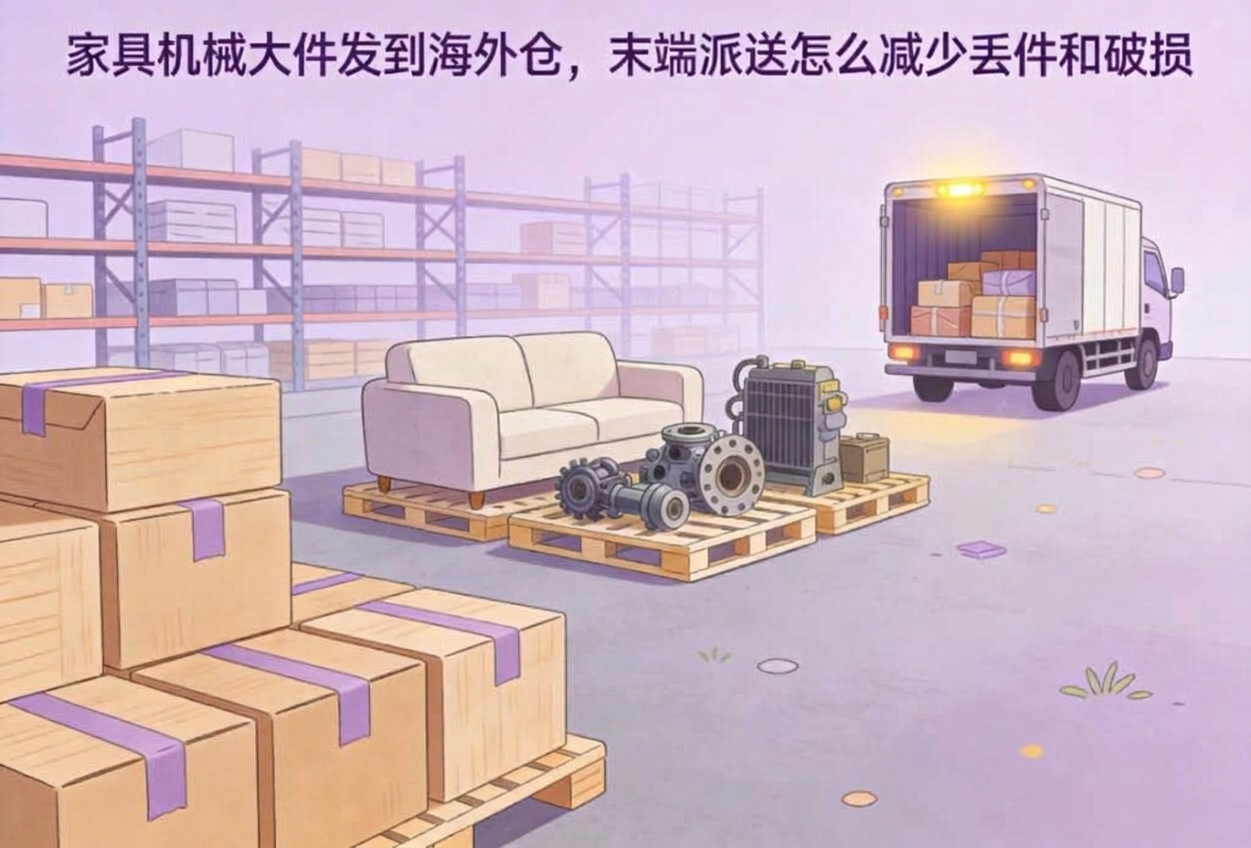 家具机械大件发到海外仓，末端派送怎么减少丢件和破损